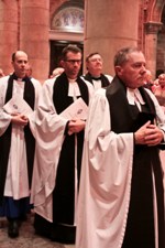 Clergy in procession during the service in St Anne's.